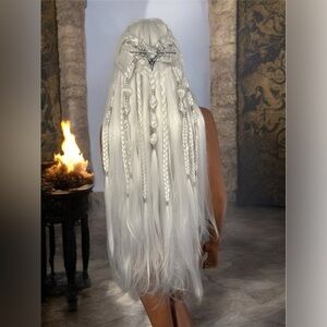 Long Platinum Blonde Braided Wig Elf Viking Mother of Dragons Lord of the Rings